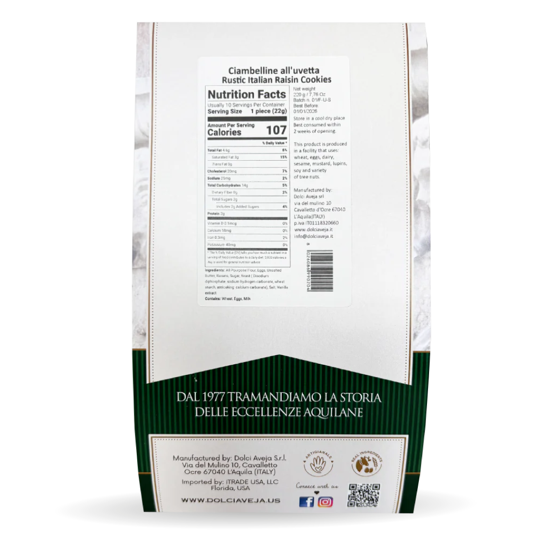 CIAMBELLINE ALL-UVETTA RUSTIC ITALIAN RAISIN COOKIES