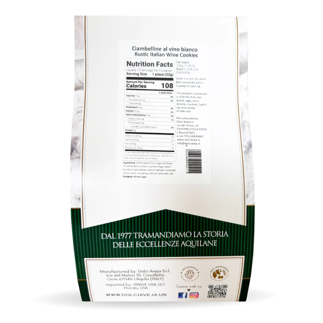 CIAMBELLINE AL VINO BIANCO RUSTIC ITALIAN WINE COOKIES